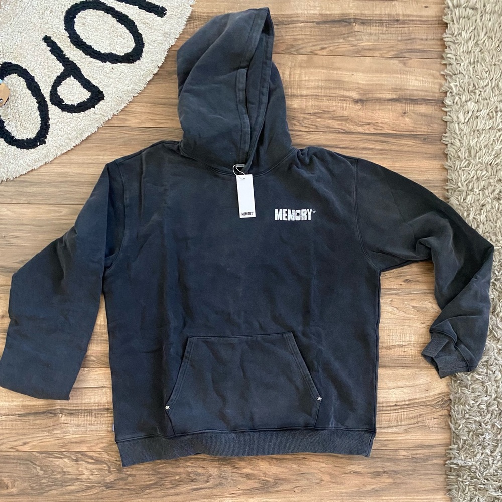 Black Men's Acid Wash Graphic Hoodie - Bullet Graphic on Back